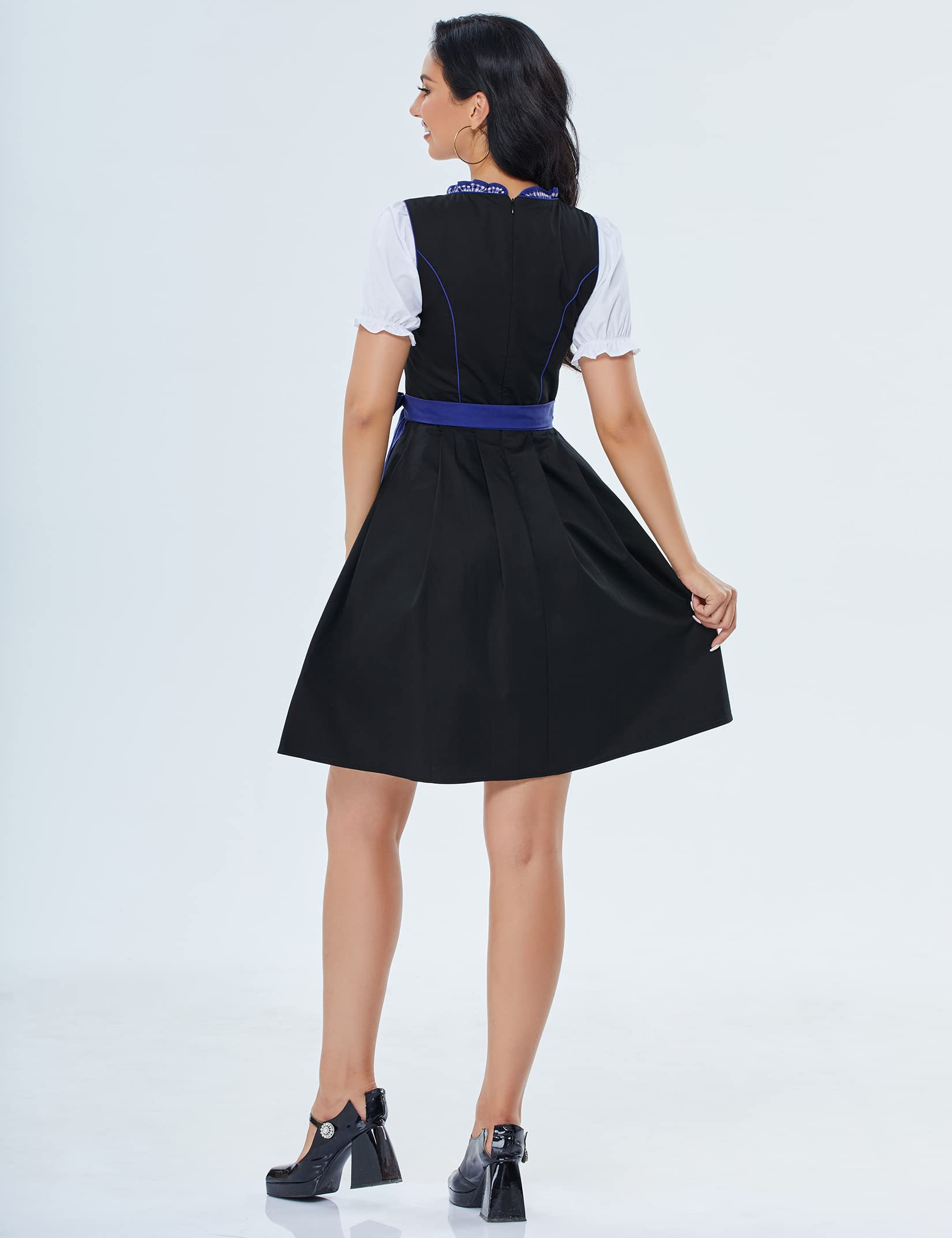Garvee Dirndl Midi da donna, set di 3 pezzi in abito tradizionale per il carnevale dell'Oktoberfest, blu, taglia 40