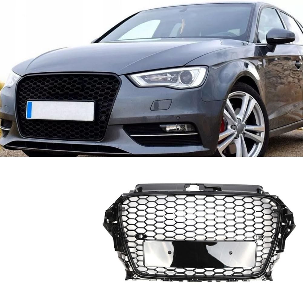 Garvee Griglia Paraurti Anteriore Honeycomb per A3 S3 2013-2015, Materiale Resistente, Design Aerodinamico, Uso Urbano, Nero