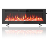 Camino elettrico Garvee, ultrapiatto, da parete, possibilità di installazione a incasso, con telecomando, riscaldatore da 1800 W, 12 colori, timer fino a 12 ore, certificato ETL per 37 m², design moderno, frontale in vetro e aspetto legno/cristallo