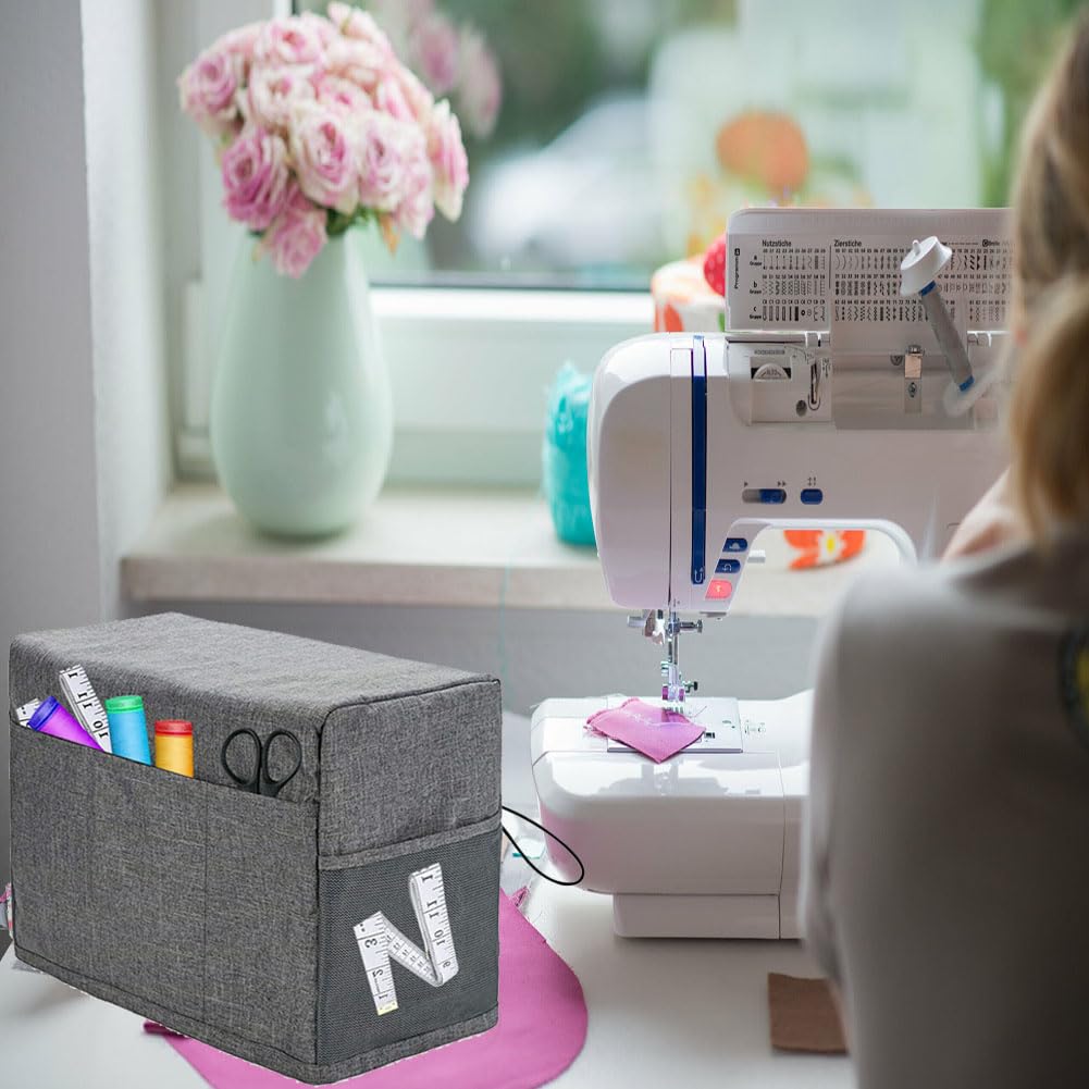 Garvee Copertura per macchina da cucire Copertura antipolvere universale pieghevole Tessuto Oxford di alta qualità Grigio per stanza da cucito