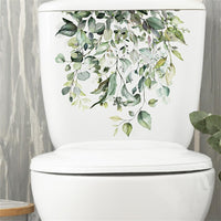 Garvee Toilettenaufkleber Grüne Blätter PVC Selbstklebend Für Badezimmer Wohnzimmer 30x30x1cm Grün