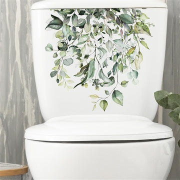 Garvee Toilettenaufkleber Grüne Blätter PVC Selbstklebend Für Badezimmer Wohnzimmer 30x30x1cm Grün