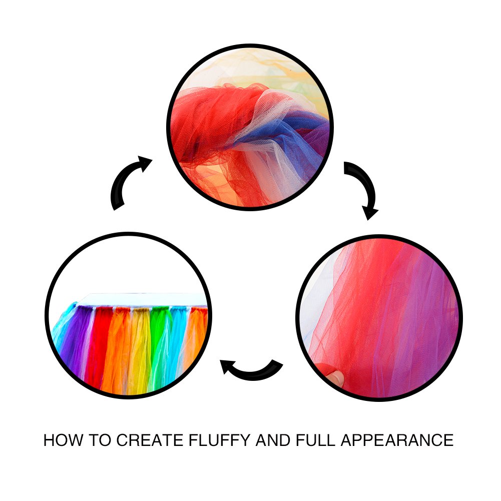 Gonna da tavolo in tulle Garvee 80 x 91,5 cm per feste, baby shower, matrimoni - Tulle in poliestere di alta qualità, soffice, riutilizzabile