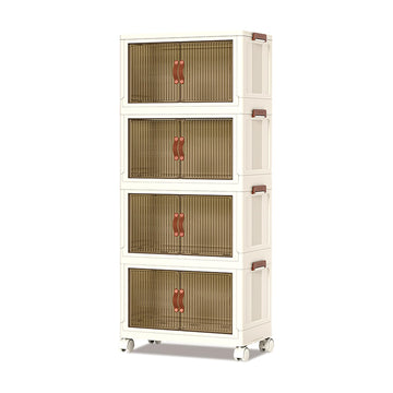 Contenitori impilabili in plastica Garvee, set da 4, 72 QT, con ante e ruote, per camera da letto e garage, trasparenti, robusti, versatili