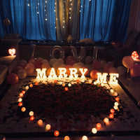 GARVEE MERRY ME - Lettere luminose a LED per proposte di matrimonio e celebrazioni nuziali, bianco caldo, 7 pezzi
