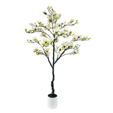 Garvee Albero Artificiale di Magnolia 180 cm con Fiori Bianchi Realistici e Foglie Verdi, Vaso Bianco, Decorazione Interna ed Esterna