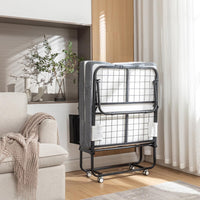 Letto pieghevole Garvee 75"x31" con materasso in memory foam da 5", struttura in metallo, ruote, tasca laterale, salvaspazio, portatile per ospiti e campeggio