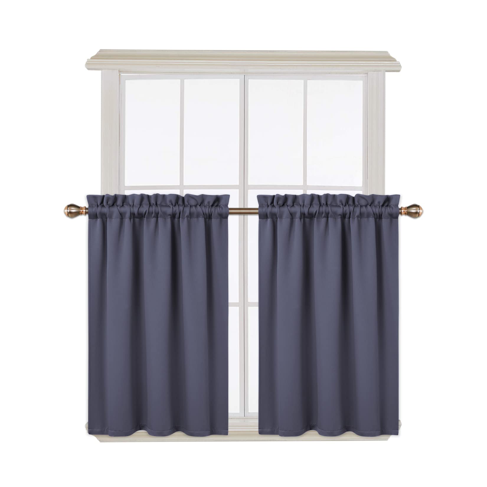 Tende oscuranti Garvee, 2 pezzi, per finestre, soggiorno, cucina, camera da letto, isolate termicamente, 26×24 pollici, grigio scuro
