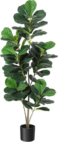 Albero di fico artificiale Garvee da 5 piedi con vaso nero per la decorazione di casa e ufficio, bassa manutenzione, durevole, realistico, verde