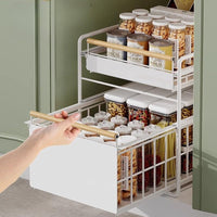 GARVEE Armadio estraibile a 2 ripiani, 39x28x40 cm, bianco con maniglia in legno