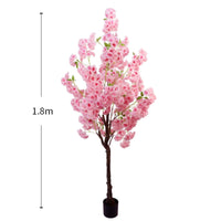 Albero di ciliegio artificiale Garvee da 1,7 m con doppio palo, plastica, rami regolabili, vaso per decorazioni domestiche e per feste, realistico, rosa