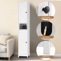 Mobiletto da bagno alto Garvee da 170.18 cm con 2 ante a battente, 1 cassetto per bagno e cucina, legno, stretto, robusto, versatile, acrilico trasparente, bianco