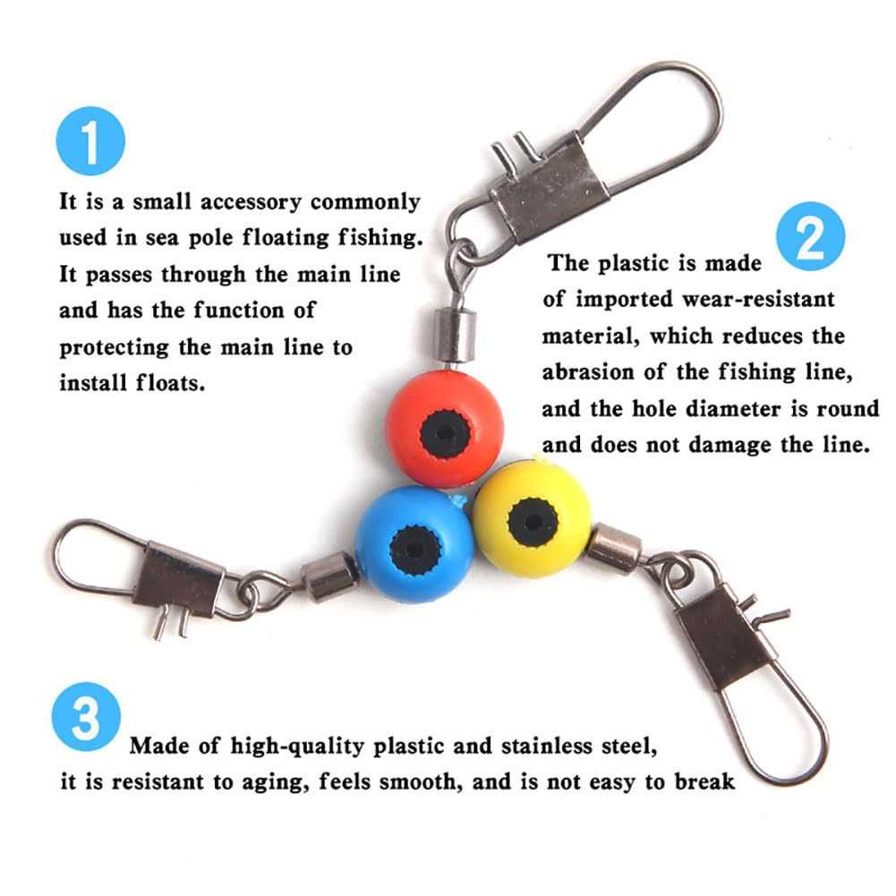 Garvee Kit Accessori Pesca Polivalenti - Emerillons, Perle, Clips - Metallo Elettrolitico Resistente Corrosione - Acqua Dolce e Salata - 100 Pezzi Trasparente