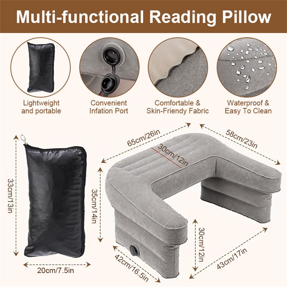 Garvee Cuscino Gonfiabile Da Lettura Ergonomico Gaming In PVC E Peluche, Pieghevole, Portatile, Casa E Outdoor, 80x60x37cm, Multicolore
