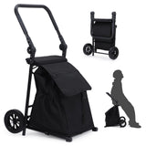 Garvee Carrello Spesa Pieghevole 2 in 1 con Sedile - 123L, Tela Impermeabile Oxford, Ruote Tuttoterreno, Nero Portatile