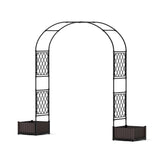 Garvee Arco Da Giardino 230 cm Con 2 Vasi Metallo PE Rivestito Resistente Alle Intemperie Elegante Bianco - Nero