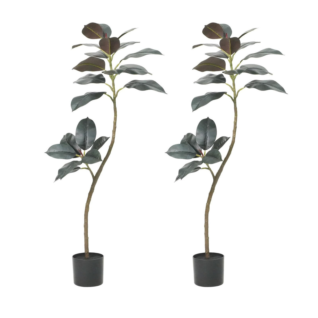 Garvee Set da 2 pezzi Albero di gomma artificiale, Decorazione per interni, Foglie realistiche, Facile da pulire, Plastica, Design moderno, Per ufficio e soggiorno, Verde
