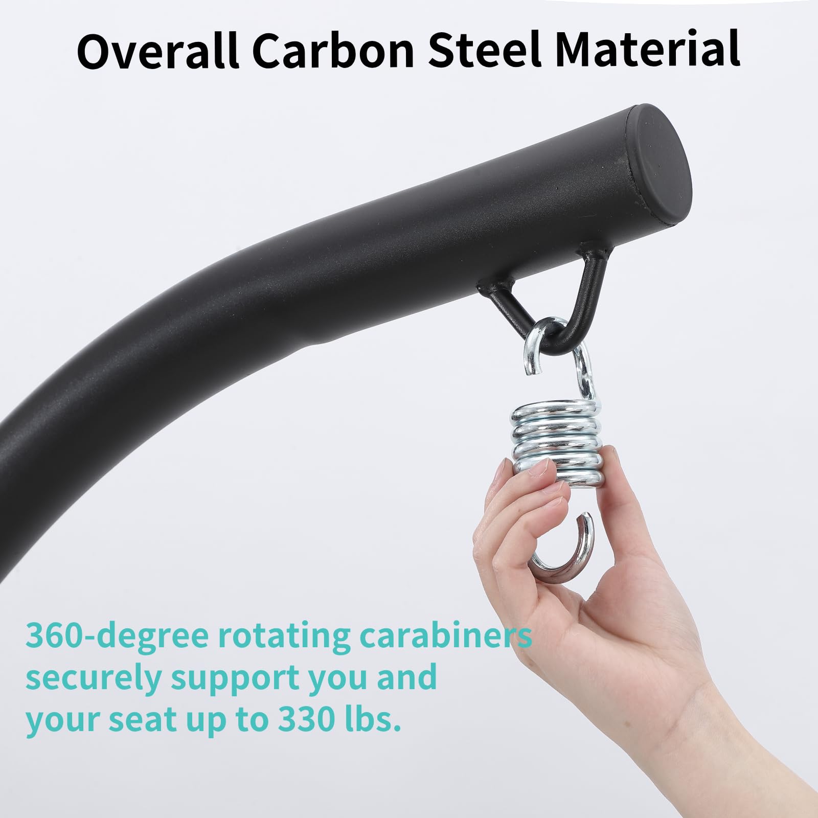 Supporto per amaca in metallo Garvee C-Stand, resistente alle intemperie, base sfalsata con rotazione a 360°, per sedie sospese e sedie a dondolo, capacità di carico di 330 libbre