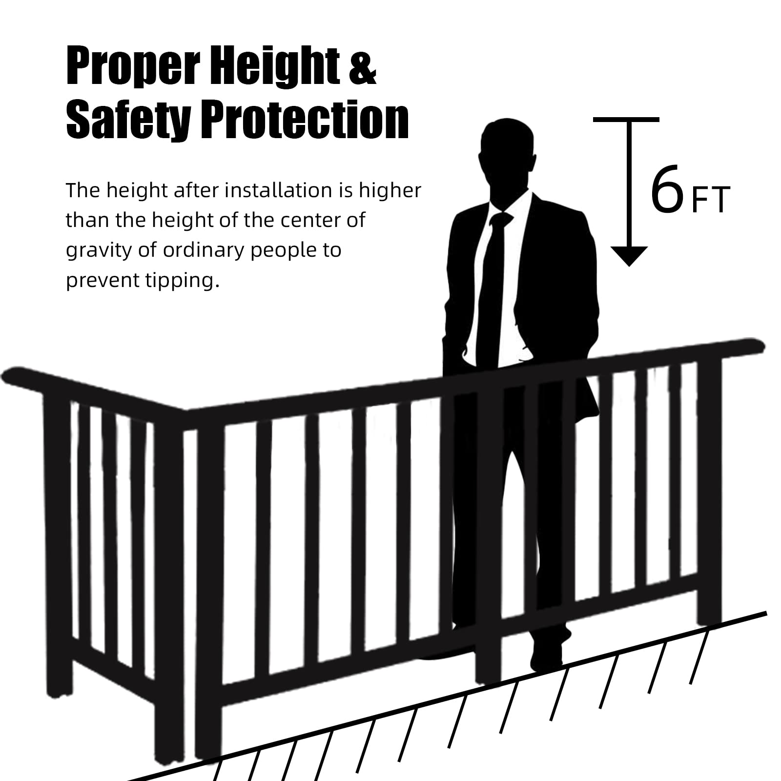GARVEE Balaustre per terrazze in alluminio piatte e dritte da 32-1/4 pollici con viti, confezione da 50 ringhiere per portici scanalate, ringhiere per terrazze con balaustra per scale, ringhiere per terrazze e scale, nero opaco
