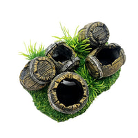 Garvee Ornamenti per acquari a forma di botte di vino, nascondiglio per pesci in resina, grotta per acquari, gamberetti, per riposare e giocare, colore naturale
