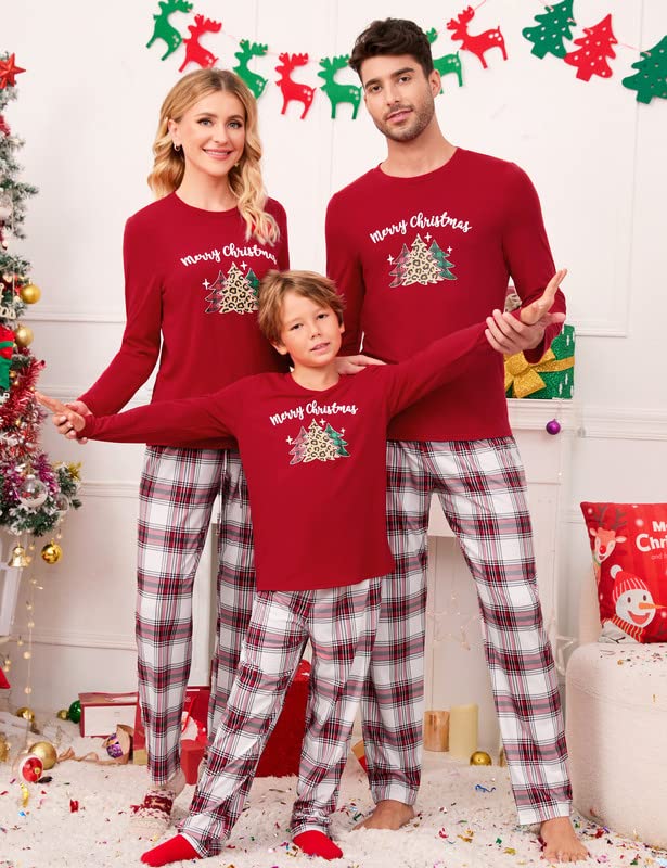 Garvee Christmas Family Pigiama natalizio a maniche lunghe, due pezzi, rosso XL, comodo e caldo per le feste in famiglia