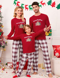Garvee Christmas Family Pigiama natalizio a maniche lunghe, due pezzi, rosso XL, comodo e caldo per le feste in famiglia