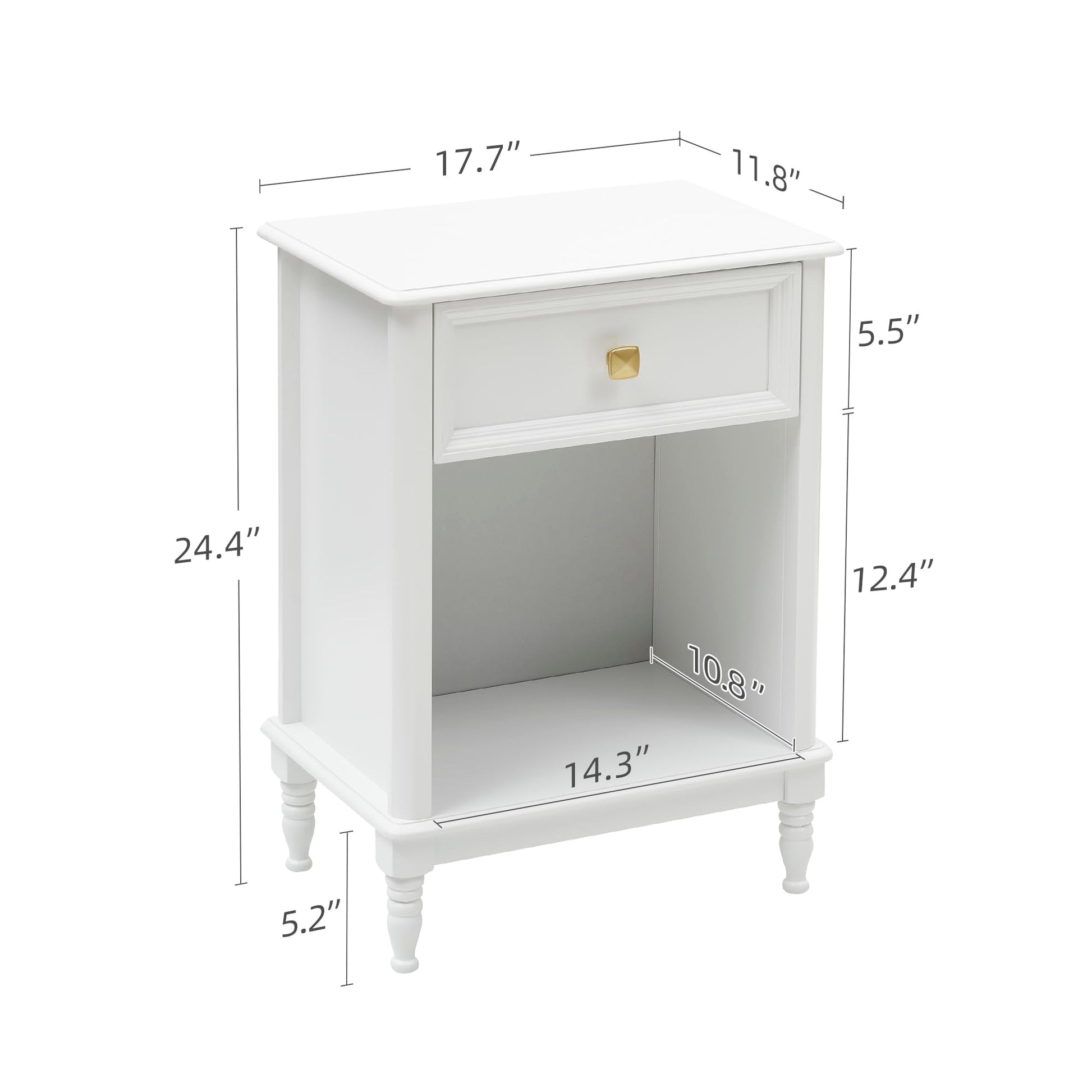 Garvee Set 2 Tavolini Ausiliari Bianchi in MDF con Cassetto e Ripiano, Ideali per Soggiorno e Camera, Design Compatto e Funzionale, Facili da Montare