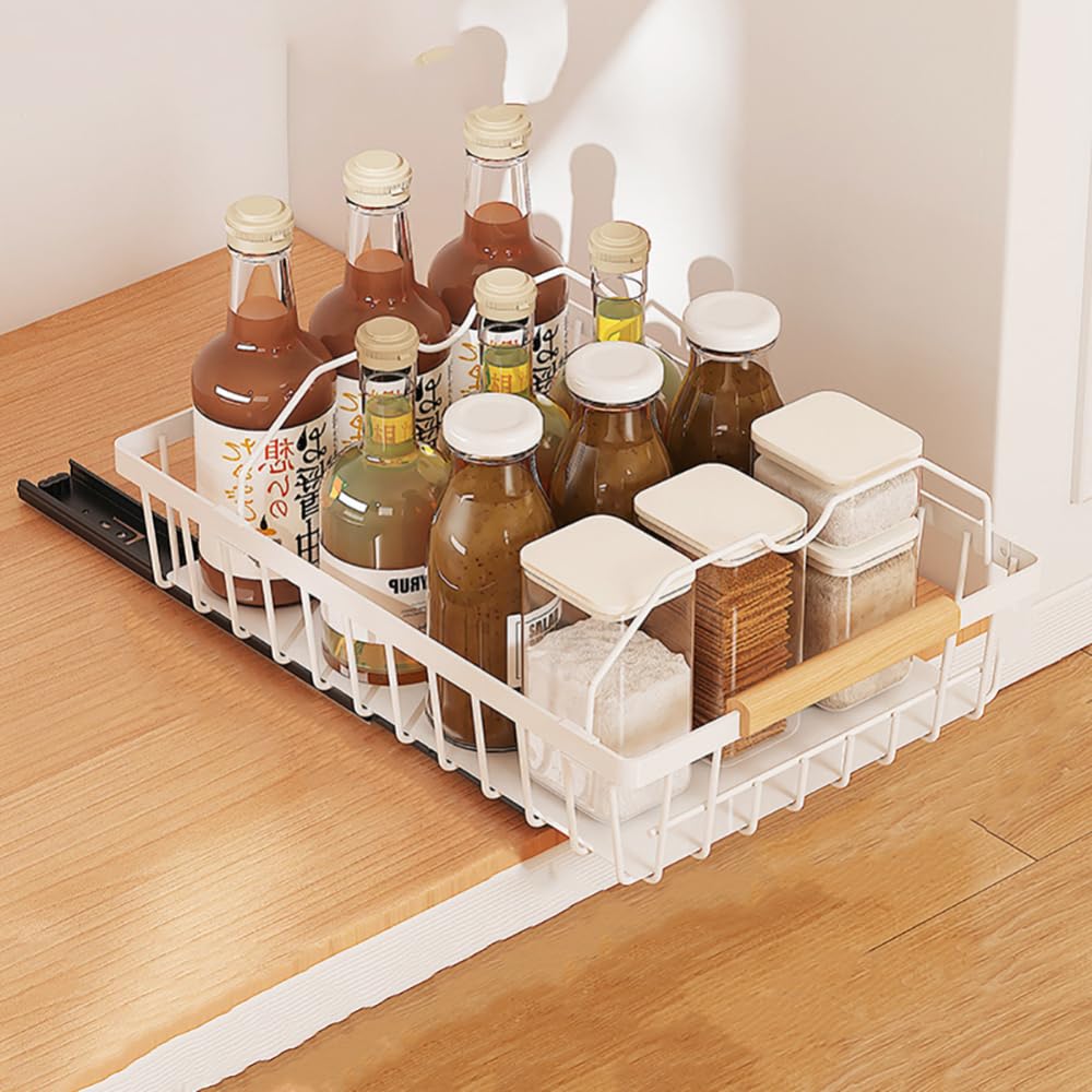 Garvee Extra Cabinet Organizer Sistema di cassetti robusto Non richiede foratura Ripiani da cucina pieghevoli Salvaspazio Versatile per dispense