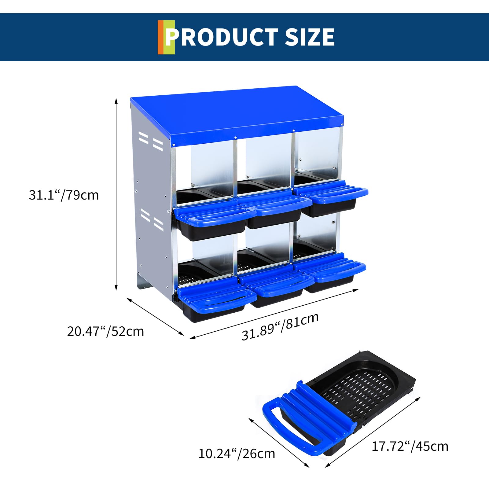 Nido per galline in metallo a 2 livelli Garvee - Con 6 scomparti, tetto impermeabile, base antiscivolo, design scorrevole