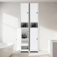 Mobiletto da bagno alto Garvee da 170.18 cm con 2 ante a battente, 1 cassetto per bagno e cucina, legno, stretto, robusto, versatile, acrilico trasparente, bianco