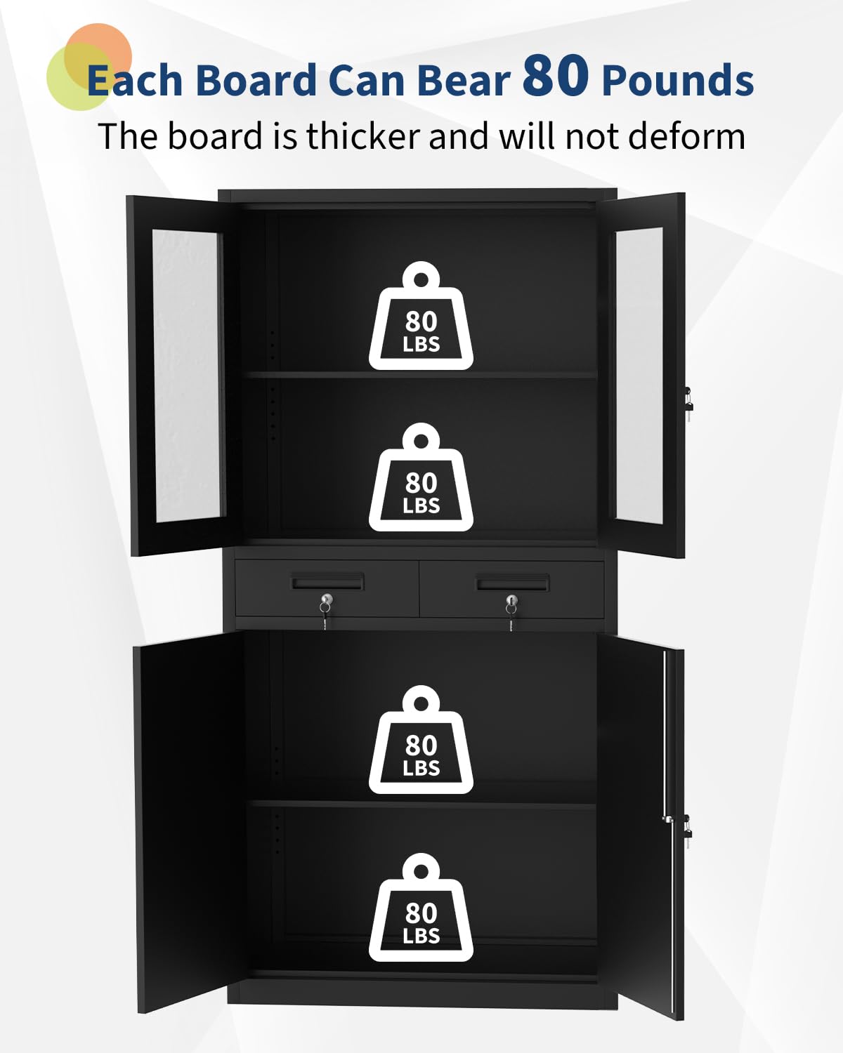 Armadio portaoggetti in metallo Garvee da 72" con cassetti e ante chiudibili a chiave per garage e officina, 72"x31,5"x16,5", acciaio verniciato a polvere, arrotolabile