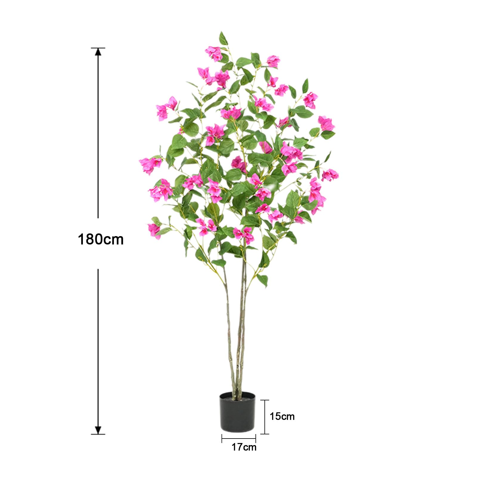Albero di bouganville artificiale Garvee da 182.88 cm, seta realistica, vaso stabile, verde, per studio fotografico e decorazione