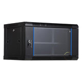 Garvee Armadio Rete 6U 45 cm Profondo con Porta Vetro Serratura, Acciaio, Montaggio a Parete, Ufficio e Data Center, Nero