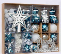 Set di palline di Natale Garvee da 70 pezzi, blu e argento, plastica infrangibile, decorazione per interni ed esterni, stella e Buon Natale, versatile