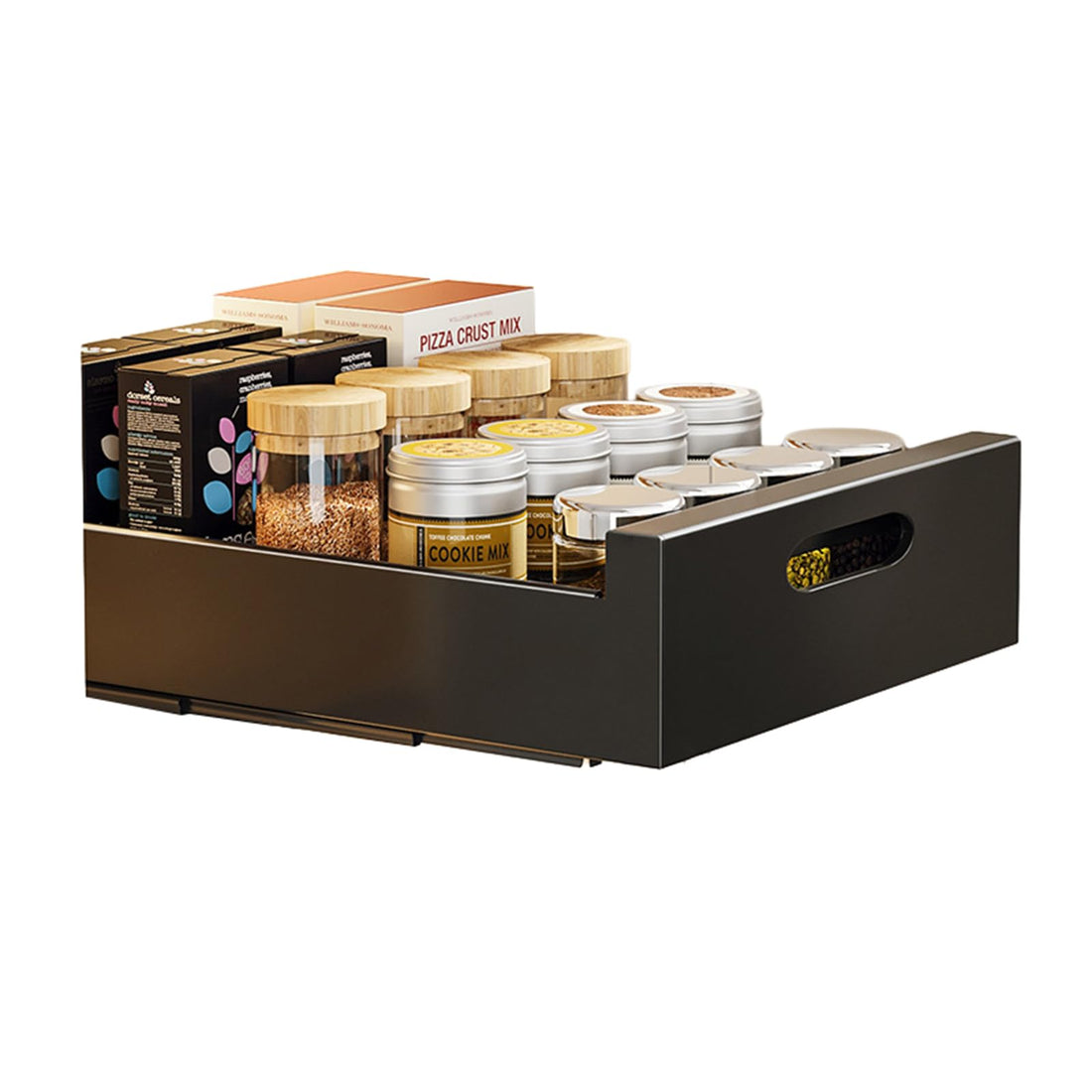 Organizzatore per cassetti Garvee, 30 cm di larghezza, 17" di profondità, estensibile, robuste guide, nero, per cucina e bagno