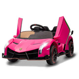 Garvee Auto Elettrica per Bambini 12V Lamborghini con Porte a Farfalla, Telecomando, LED, Musica per Interni ed Esterni - Rose Red