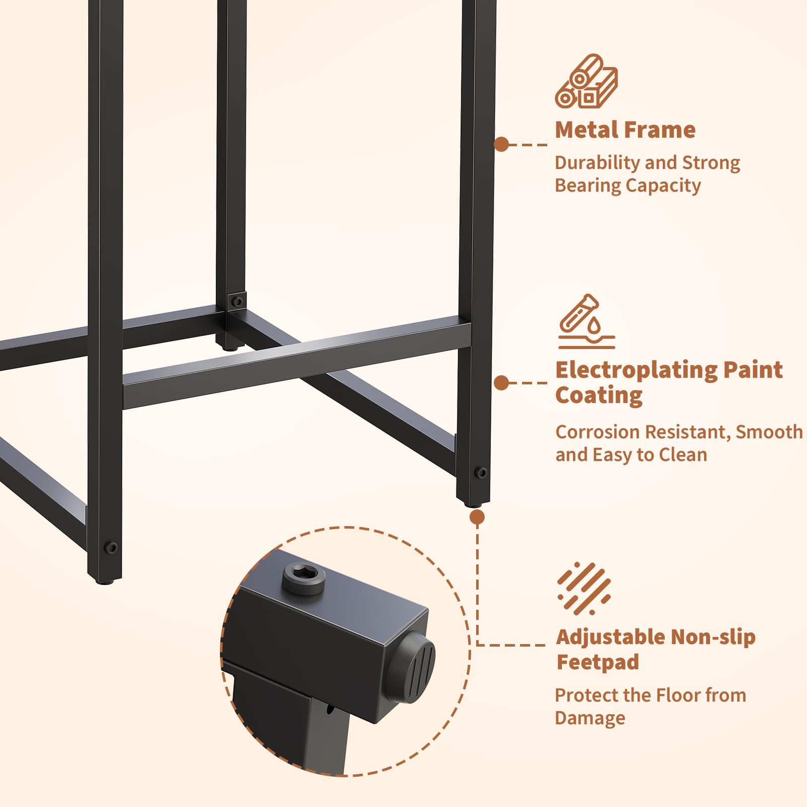 Set di 2 sgabelli da bar Garvee, moderni, altezza 24", similpelle, struttura in metallo, cucina e sala da pranzo, salvaspazio, nero