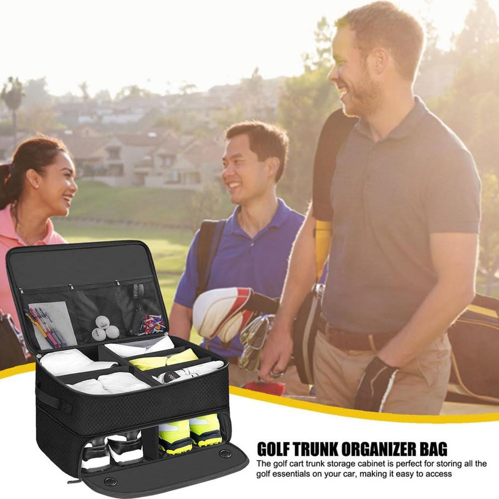 Garvee Organizer Da Golf Per Bagagliaio In Tessuto Oxford 420D, Tasche Regolabili E Ventilate, Nero, Leggero E Resistente, Ideale Per Viaggi E Golf