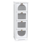 Mobiletto da bagno Garvee con 4 cassetti, impermeabile, legno bianco, maniglie dorate, compatto per bagno e soggiorno, 11,8x11,8x33,1 pollici