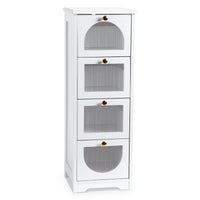 Mobiletto da bagno Garvee con 4 cassetti, impermeabile, legno bianco, maniglie dorate, compatto per bagno e soggiorno, 11,8x11,8x33,1 pollici