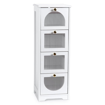 Mobiletto da bagno Garvee con 4 cassetti, impermeabile, legno bianco, maniglie dorate, compatto per bagno e soggiorno, 11,8x11,8x33,1 pollici