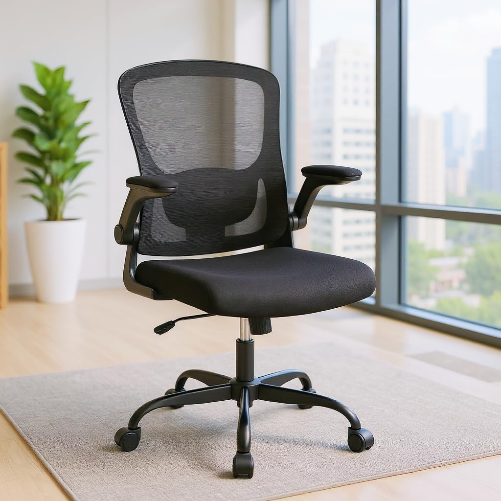Sedia da ufficio ergonomica Garvee in rete con braccioli 2D e supporto lombare per ufficio e home office, girevole a 360°, stabile fino a 159 kg, nera