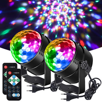 Garvee, set da 4 pezzi di luci da discoteca a LED portatili con telecomando, 6 colori, attivate dal suono, luci da palcoscenico magiche in cristallo, spina UE, per feste e club