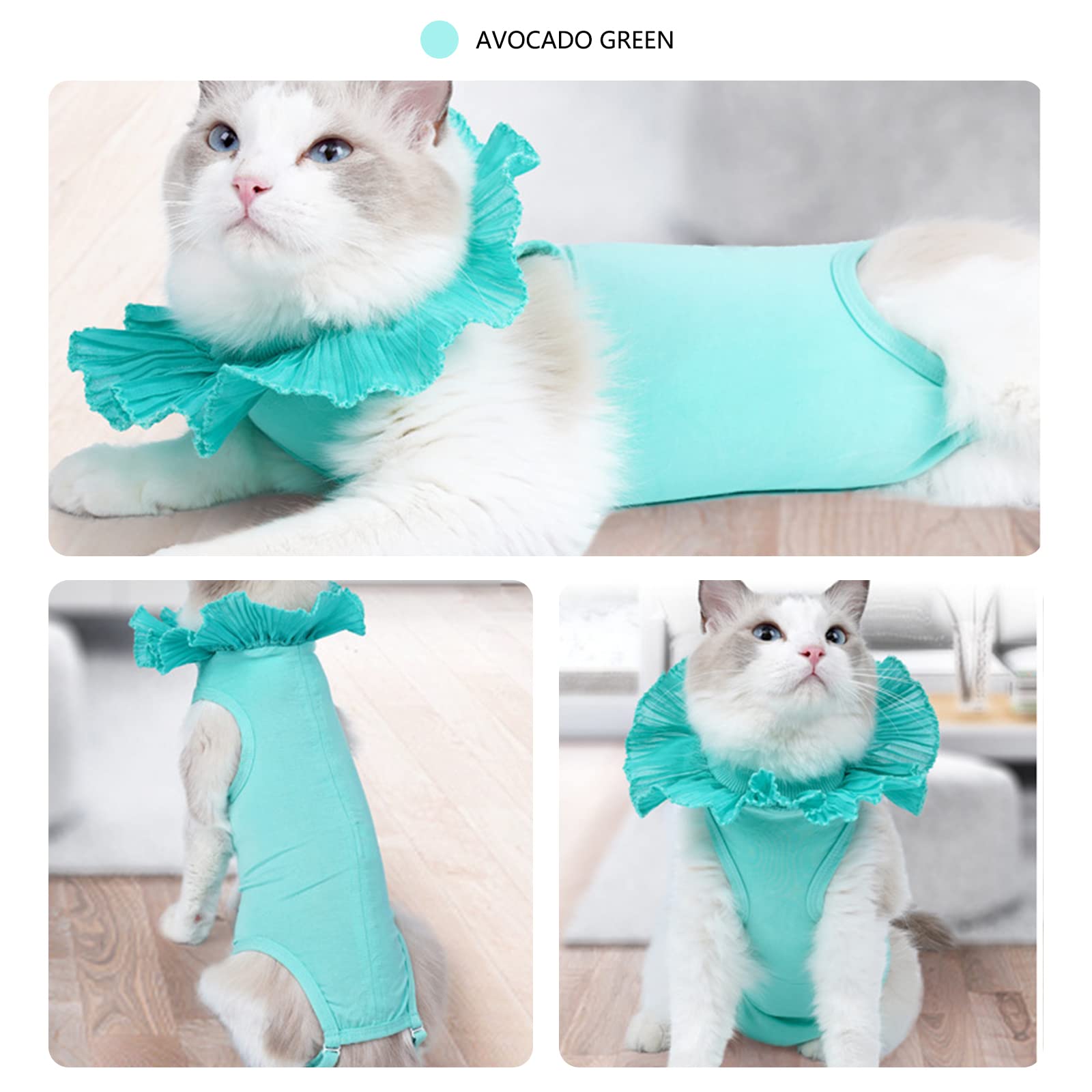 Garvee Tuta Recupero Gatto Body Post-Operatorio Protezione Wound Care Cotone Regolabile Verde S - Comfort e Protezione per la Guarigione