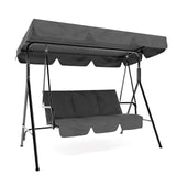 Garvee Sedia Dondolo da Esterno 3 Posti con Tetto Regolabile, Struttura in Acciaio Verniciato, Sedute Imbottite, Giardino e Patio, 174x109.5x153.7 cm, Resistente alle Intemperie - Grigio