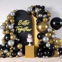 Garvee Arch Backdrop Stand Cover Set - Copertura per arco nuziale in spandex - Doppia faccia - 7.2 piedi a forma di U e 5 piedi a mezzaluna - Nero - Decorazione per feste