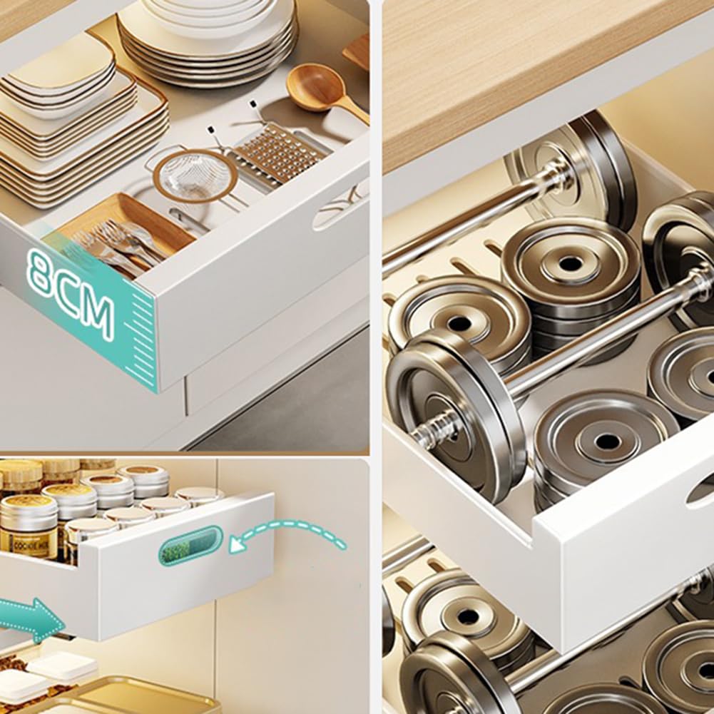 Garvee Organizer per mobili da cucina in acciaio al carbonio, inserto per cassetto estensibile per cucina e bagno, salvaspazio, robusto cestino estraibile
