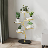 Supporto per piante in metallo a 5 ripiani Garvee, supporto per vasi di fiori asimmetrico per balcone, soggiorno, giardino, salvaspazio