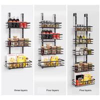 Garvee Organizer per dispensa da appendere alla porta, porta spezie in metallo a 5 ripiani, antiruggine, versatile, sicuro per cucina e bagno, multicolore