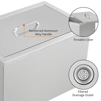 Ghiacciaia Garvee Drop-In da 25 QT, contenitore per ghiaccio in acciaio inox con coperchio e scarico per feste all'aperto e bar, 25 QT, argento